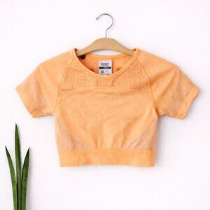 GYM SHARK DRY | Neon Orange Short Sleeve Crop Athletic Pump Shirt